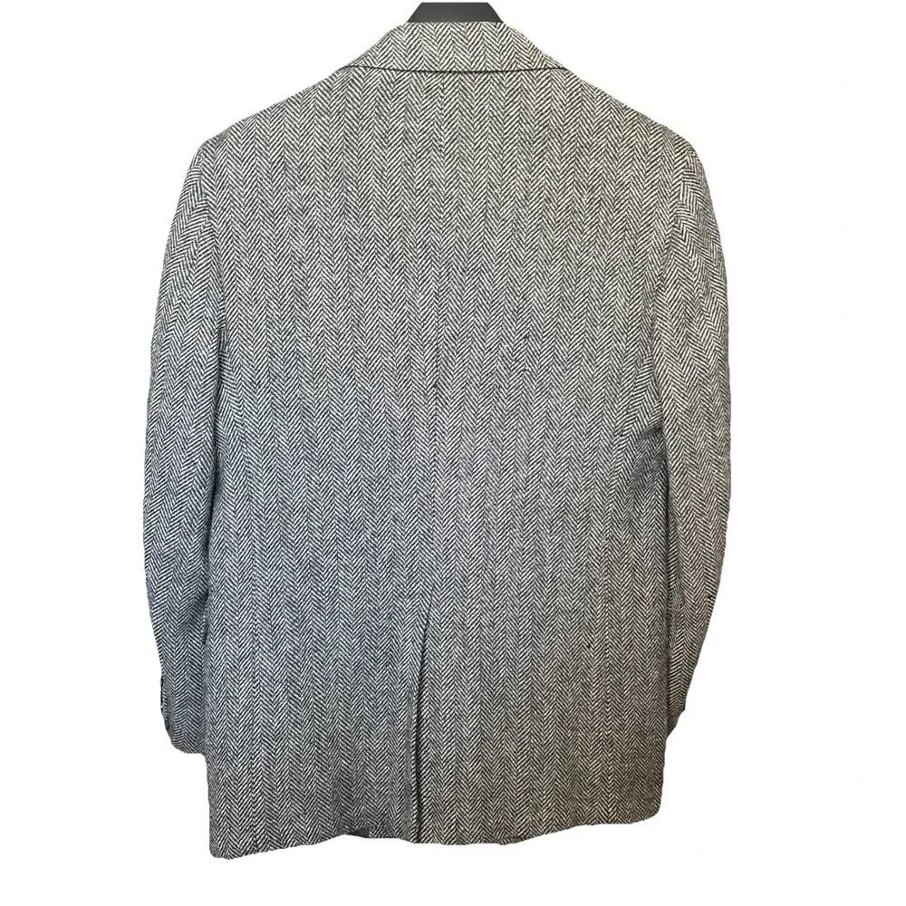 Anderson Little Mens Grey Herringbone Blazer Sport Coat Two Woven Buttons Jacket